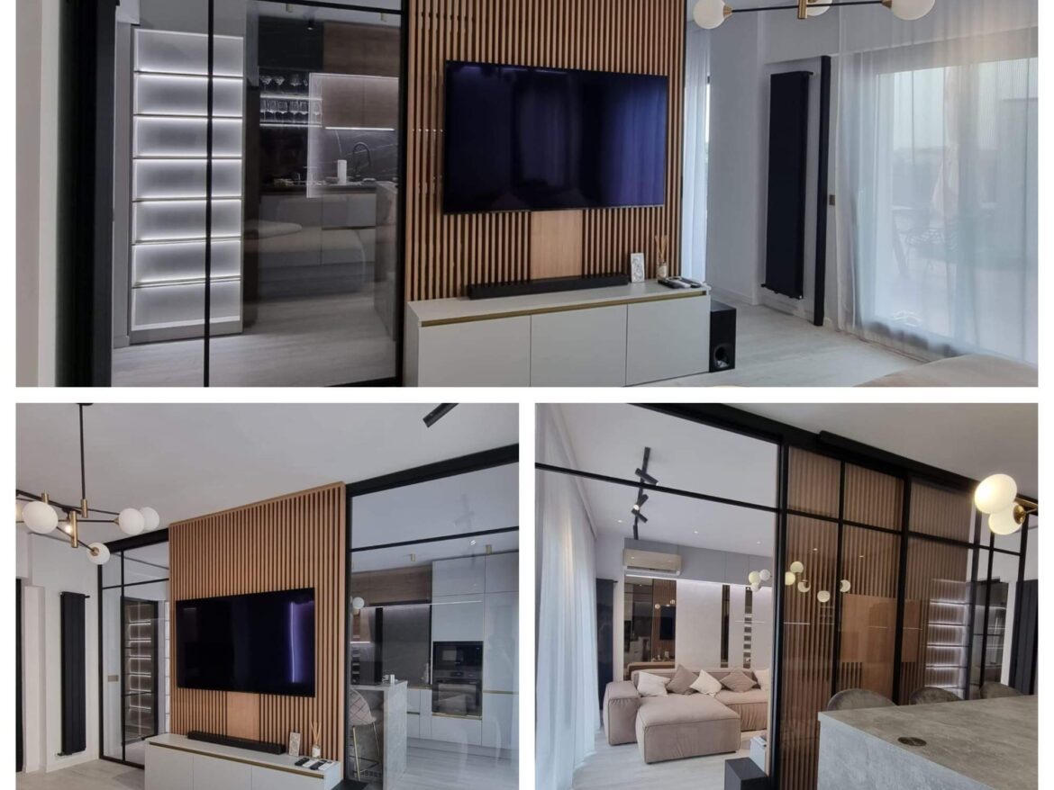 Partitie metalica cu uși glisante